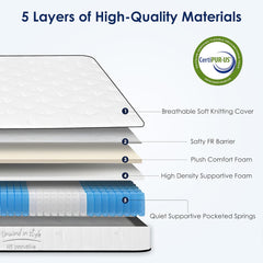 Full 12" Hybrid Mattress with Pocketed Coils & Cooling-Gel Memory Foam, Medium Firm Support with Motion Isolation, Edge Reinforcement & Breathable CertiPUR-US Certified Design (White, 12" Full)