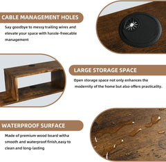 4 EVER WINNER Floating TV Stand, 55" Floating Entertainment Center with Storage, Floating TV Shelf Wall Mounted for Under TV, Living Room, Bedroom, Walnut