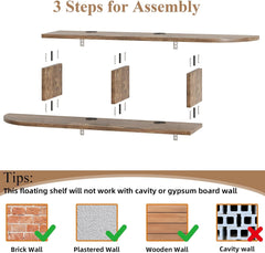 4 EVER WINNER Floating TV Stand, 55" Floating Entertainment Center with Storage, Floating TV Shelf Wall Mounted for Under TV, Living Room, Bedroom, Walnut