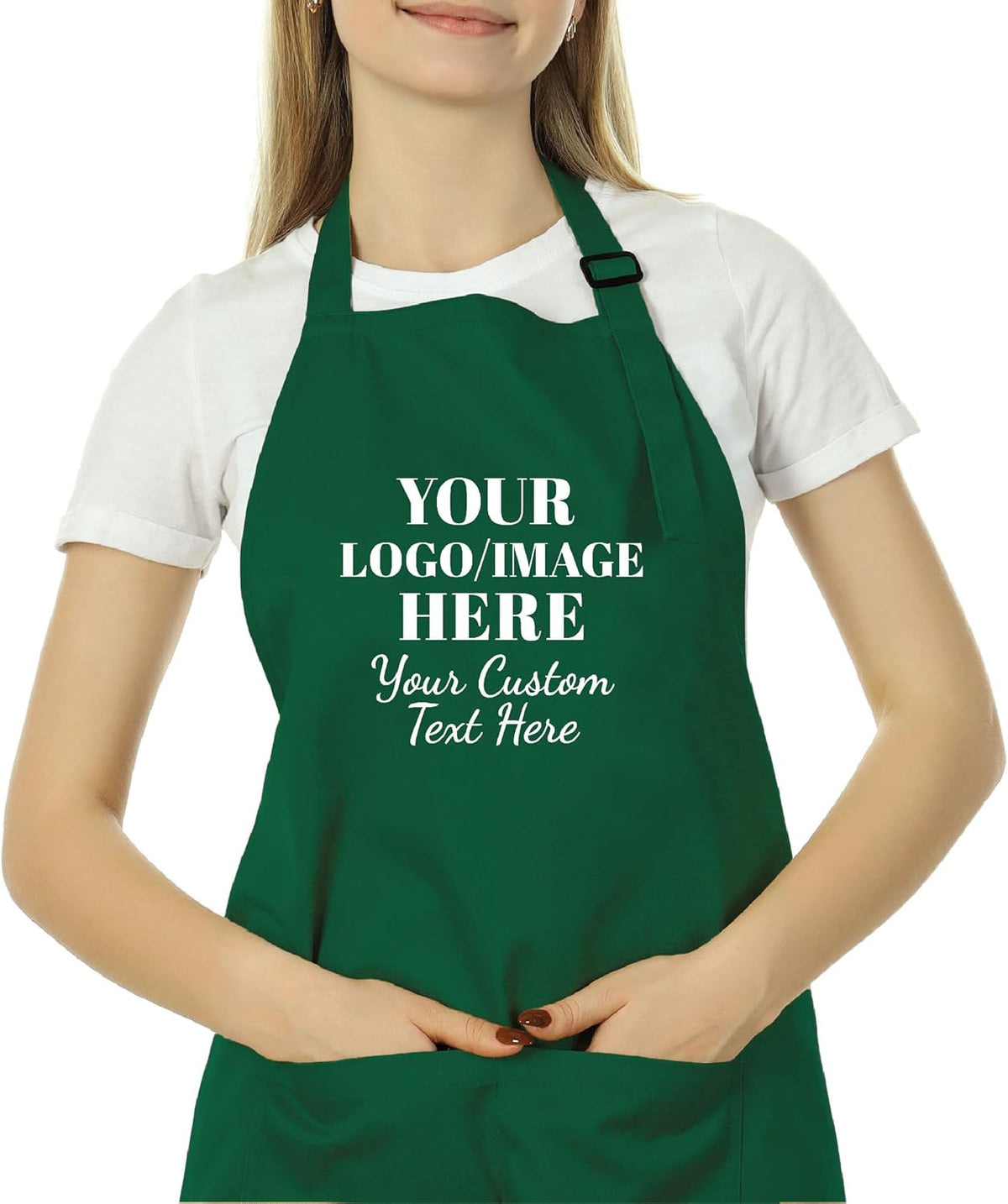 Kenzal Bib Apron with Custom Logo, Waterdrop Resistant Unisex Aprons with 2 pocket, Kitchen, Cooking, BBQ, Drawing Bulk Apron