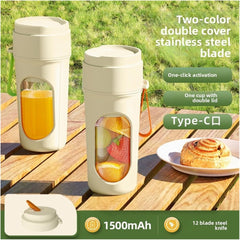 Multifunctional Portable Juicer Cup - 2 in 1 High Capacity Sports Fruit and Vegetable Blender Outdoor Use(Fresh Fruit Orange)