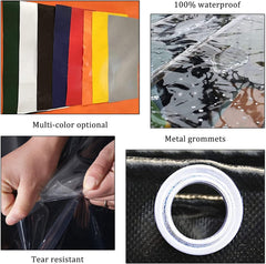 Clear Tarpaulin Side Panel,0.3mm Pvc Waterproof Tarpaulin With Zipper,Black Transparent Tarpaulin Side Curtain,for Carport Pergola Patio Porch Gazebo,Weatherproof/Foldable,L×H-2.5×2m(8.2*6.6ft)