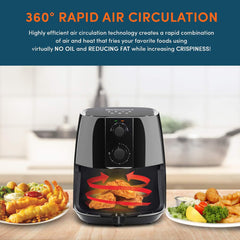 Elite Gourmet EAF-4617X Electric Digital Hot Air Fryer, 1350Watts, Oil-Less Healthy Cooker, Timer & Temperature Controls, 4 Quart, Black
