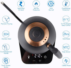 Easyworkz Electric Gooseneck Pour Over Coffee Kettle, Stainless Steel Hand Drip Tea Pot 27 Ounce Temperature Control 1200W Quick Heating