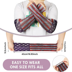 Geyoga 6 Pairs Veterans Day American Flag Arm Sleeves for Men UV Protection USA Flag Cooling Arm Covers Sun Protector Sleeves for Football Youth Guards Unisex Sports Basketball Cycling Motorcycle