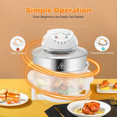 Electric Air Fryer,Turbo Broiler Fryer, 17L Steamer Convection Oven,Halogen Oven Countertop for Roasting Meat, Fish, Vegetables, Potatoes 1200W