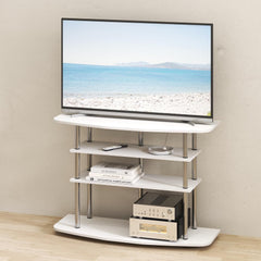 Handa TV Stand, Entertainment Center with 4-Tier Shelves, for TV up to 46 inch, Easy Assembly, for Living Room, Cream Oak