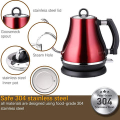 1.2L Electric Kettle, Colorful 304 Stainless Steel Gooseneck 1500W Household Quick Heating Electric Boiling Tea Pot, Black