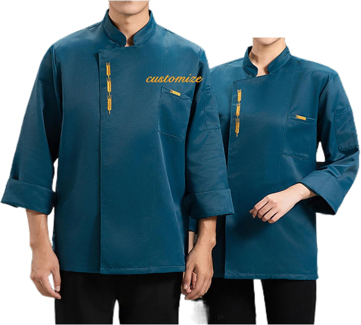 Personalized Chef Shirt Embroidered Chef Jacket Long Sleeve Kitchen Uniforms Restaurant for Men Women