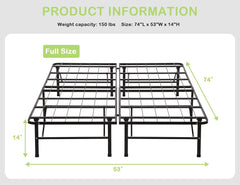 Bed Frame 14 Inch Foldable Metal Full Size Bed Frame Platform Bed Frame Heavy Duty Steel Slat Mattress Foundation No Box Spring Needed