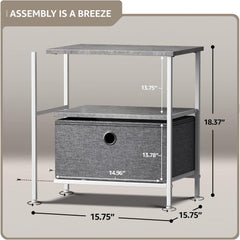 Sorbus Nightstand 1-Drawer Shelf Storage - Bedside Furniture & End Table Chest Dresser with Steel Frame, Wood Top & Easy Pull Fabric Bins for Home, Bedroom, Closets, Bathroom, Office & College Dorm