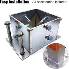 Deck Post Base with Complete Kit, Stainless Steel Post Bracket Square for Porch, Gazebos, Patio Pergolas & Sheds, Concrete Post Anchor 2x2 3x3 4x4 5x5 6x6 7x7 8x8 Inch (Size : 4.5x4.5 in/115x115 mm)