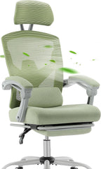 Ergonomic Office Chair, Home Office Computer Desk Chair with Lumbar Support, Height Adjustable Swivel Task Chairs with Armrests and Headrest, Green