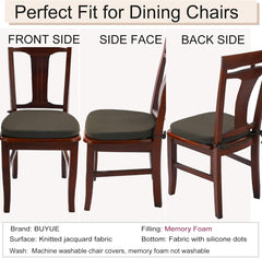 BUYUE Luxury 100% Pure Memory Foam Chair Cushion 1 Pack, Jacquard 16" U-Shape Comfortable Dining Chair Pad, Removable Slip Resistant Kitchen Chair Seat Cushion, (1 Piece, Beige)