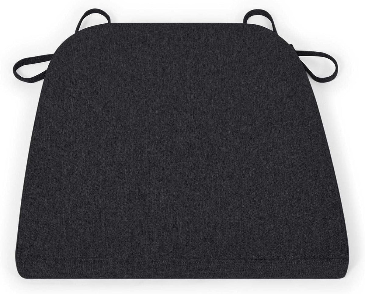Chair Cushions for Kitchen Chairs - Dining Chair Pads with Ties, Non Slip Back, Removable Cover - 16" x 16.5", Black - U-Shape Seat Cushions