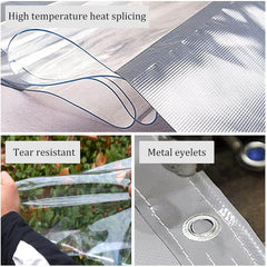 Outdoor Clear Tarp Curtain,0.3mm PVC Vinyl Waterproof Tarpaulin with Eyelets,Pergola Patio Gazebo Porch Carport Grey Transparent Tarp Side Panels,Weatherproof,with Zip,L×H-3.2×2m(10.5 * 6.6ft)
