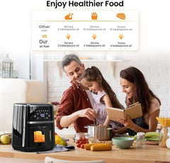 7-In-1 Air Fryer with Visible Window, 5QT Large Capacity Multifunctional Digital Air Fryer Oven for Baking Roasting Dehydrating, 1500W Low Noise Airfryers with Dishwasher Safe Basket
