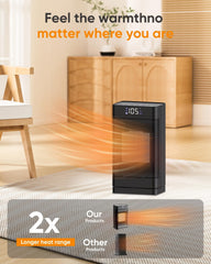 Space Heater 99'F /1500W Power,Portable Heater 12PTC CeramicHeating Sheets Bedroom, 12-Hour Timing,Home Bedroom office safety, Black