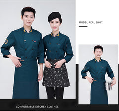 Personalized Chef Jacket Custom Embroidered Name Chef Coat Long Sleeve Unisex Restaurant Kitchen Cooking Chef Uniform