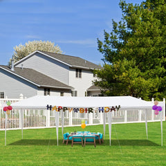 Outdoor Wedding Party Tent Camping Shelter Gazebo Canopy with Plastic Sprayed Iron Pipe Gazebo BBQ Pavilion Canopy Cater Events (30'' x 10''-White)