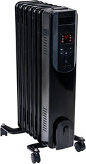 Comfort Zone 1500W Oil-Filled Radiator Heater – Portable Electric Space Heater with Remote, Digital Display, Adjustable Thermostat, Tip-Over & Overheat Protection, No Refill Needed, Black