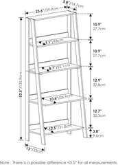 Furinno Ladder Bookcase Display Shelf, 5-Tier, Espresso