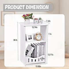 3 Tier Side Table Night Stand, Narrow End Table with Storage Shelf, Extended Desktop & Solid Structure, Small Tables for Bedroom/Living Room/Office/Bathroom, Simple Bedside Table Small Bookcase