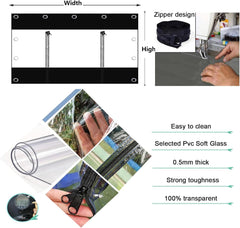 PVC Tarpaulin with Zipper,PVC Clear Waterproof Tarpaulin Side Panels with Zipper,Pergola Patio Porch Gazebo Carport Transparent Tarpaulin,Weatherproof,Customizable ( Size : H2.6xW2.5m/H8.5xW8.2ft )