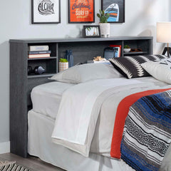 Gray Queen/Full Headboard Only, Free Standing Wood Bookcase Headboard with Storage Shelf for Bedroom, 64.8" Lx10.16 Dx40.39 H (Gray, Full/Queen)