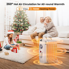 Happygrill Oil Filled Radiator Heater, 700W Portable Space Heater Radiator with Adjustable Thermostat, Overheat Protection, Electric Radiator Heater for Office, Bedroom, Indoor use
