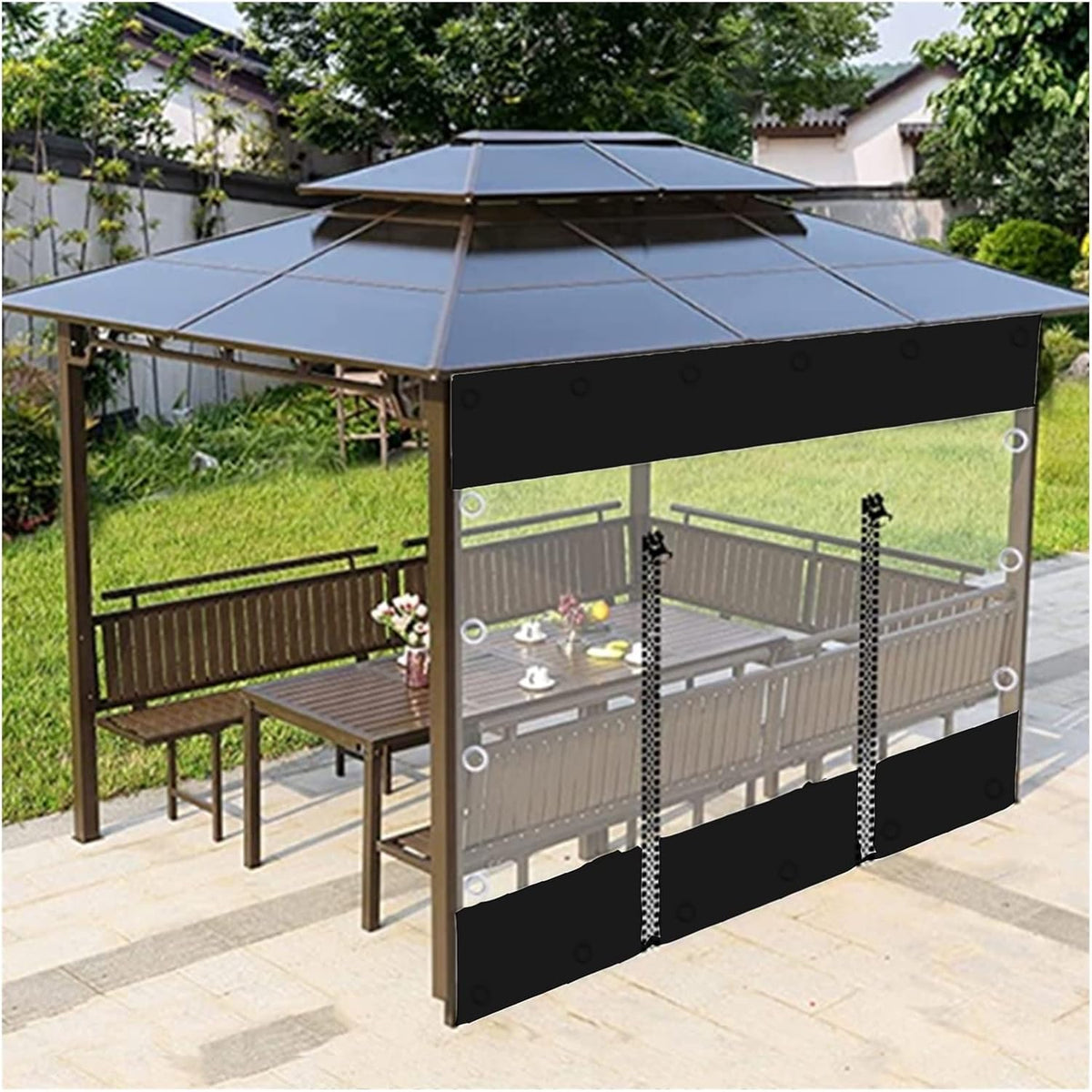 Waterproof Transparent Tarpaulin Outdoor Curtain Pergola Plastic Cover PVC Plastic Tarpaulin for Gazebo, Garden, Canopy, Ccan Be Customized (Color : Blue, Size : 2.1x2.5m)