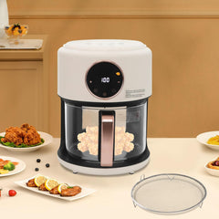 4.2L 1200W 110V, Airy Fryer, Glass Air Fryer, 360° Viewable Airy Fryer, 8 Preset Modes Touchscreen, 360° Viewable Glass Pot with Grill, 176℉-392℉ for Home Kitchen, Family Gatherings, Restaurants