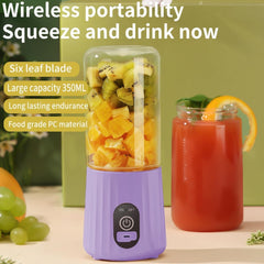 6 Stainless Steel Blades USB Charging Blenders Powerful Electric Juicer Cup, Portable Blender for Shakes and Smoothies, Handheld Blenders With Lid For Outdoor Travel (Purple)