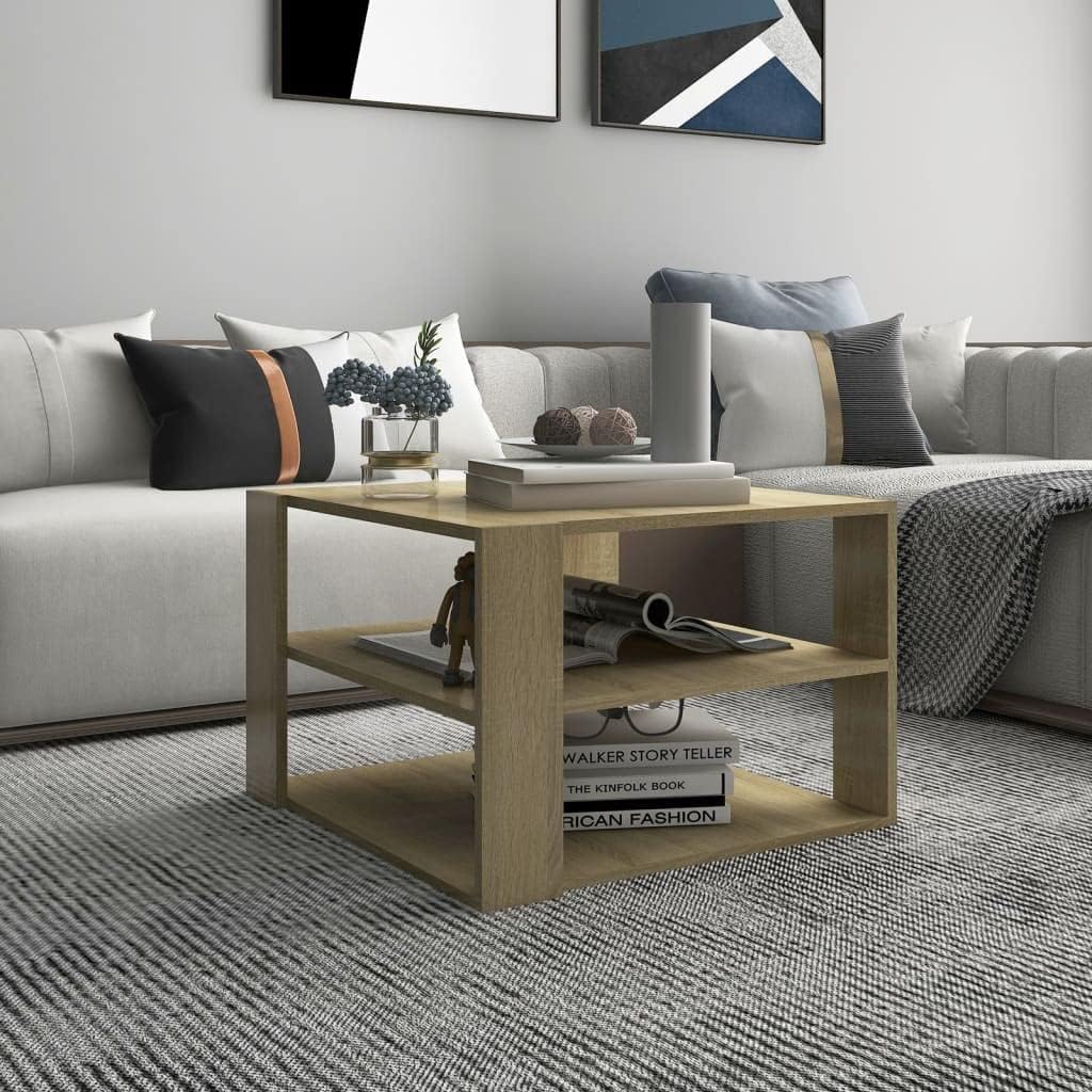 Modern Style Coffee Table,Living Room Table,Side Table,Sofa Table,with Storage Space,for Living Room,Bedroom,Office,Reception Room,Coffee Table Sonoma Oak 24"x24"x16" Chipboard