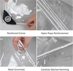 Outdoor Clear Tarp Curtains Waterproof,0.3mm PVC Plastic Tarpaulin Cover,Weatherproof,Transparent Tarpaulin Side Panels for Pergola Gazebo Deck Porch Carport,with Zip Door,W×H-4×2.2m(13.1 * 7.2ft)