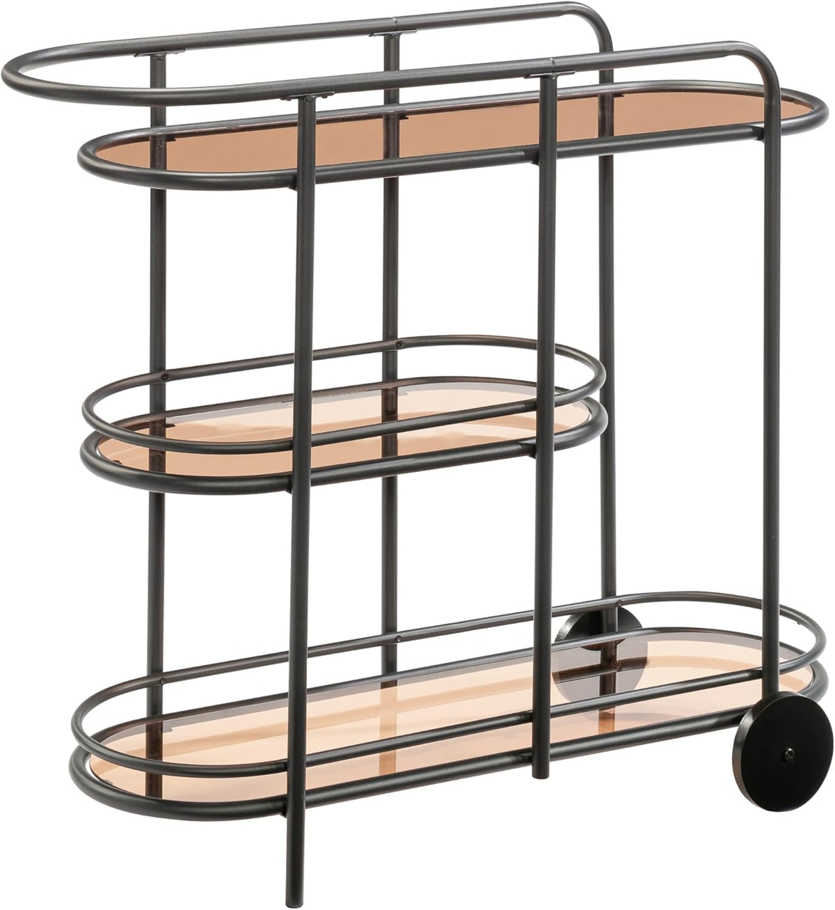 Sauder Coral Cape Bar Cart Metal/Glass, Black Finish