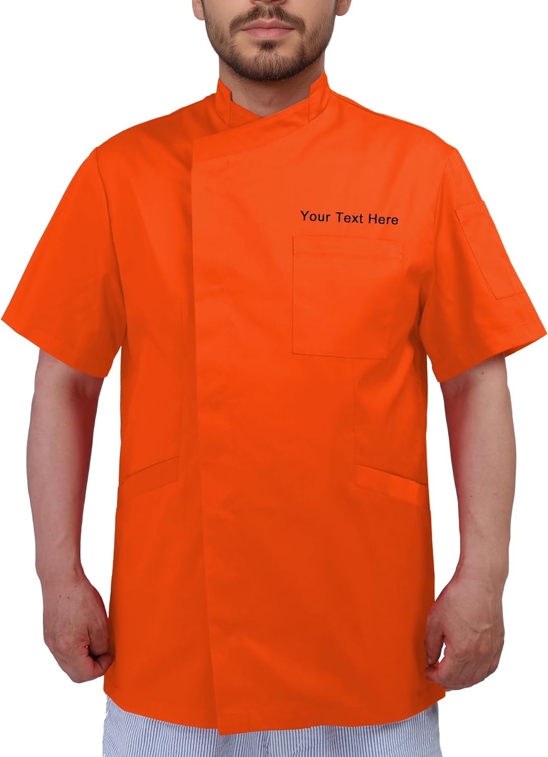 Personalized Embroidered Men's Short-Sleeve Chef Coat Jacket - Add Custom Text
