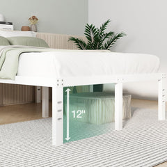 Novilla Full Size Bed Frame, 12 Inch Metal Platform Bed Frame Full Size with Storage Space Under Bed, Heavy Duty Steel Slat Support, Easy Assembly, No Box Spring Needed, White