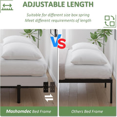 Full Metal Bed Frame, 7 Inch Low Heavy Duty Platform Bed Frames Full Size for Box Spring and Mattress, Easy Assembly, Noise-Free, Adjustable, Black