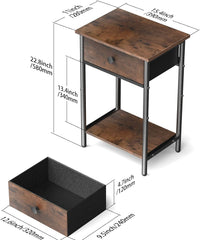 Night Stand Bedside Tables for Small Space End Table with Drawer Side Table Night Stands with Wood Open Storage Shelf, Rustic Side Table for Bedroom, Living Room, Study, Office, Pantry