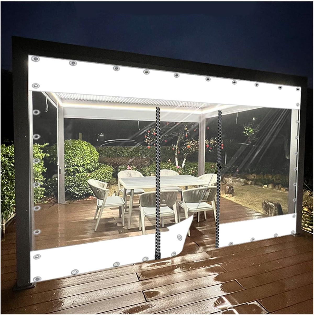 Transparent Tarpaulin Side Panels,PVC Tarpaulin with Zipper,Clear Waterproof Tarp Curtains with Zipper Door,Outdoor Pergola Patio Porch Gazebo Carport,0,5 mm Thick (Size : H2.1xW3.5m/H6.8xW11.4ft)