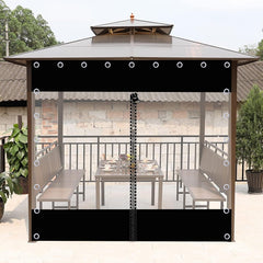 Outdoor Clear Curtains Waterproof Clear Pergola Side Panels Garden Gazebo Curtains for Greenhouses, Canopies, Car Wash Shops, Workshops (Color : Black, Size : 8.2x8.2ft/2.5x2.5m)