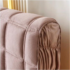 Bed Headboard Cover All-Inclusive Bed Back Protector Cover Thicken Quilted Headboard Cover Super Soft Plush Quilting Bed Head Cover(Champagne,W200 x H70cm)