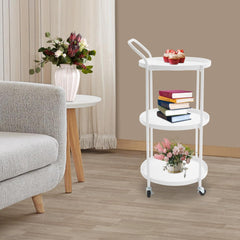 Bar Cart, 3-Tier Serving Cart with Wheels & Handle, Home Bar & Serving Carts, Metal Rolling Carts with Fence for Dining Room, Living Room Garden Party Kitchen Home (Black)