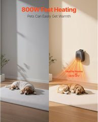 Dog House Heater, 800W Pet Heater House with Overheat Protection, Adjustable Temperature & 24H Timer, Portable Electric Warmer with Anti-Bite Metal Material, Lightweight Chicken Coops Heated