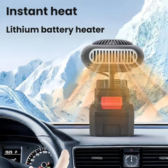 Battery Operated Heater, Portable Car Space Heater Battery Powered, Window Defroster for Car, 1500mah Battery Powered Space Heater, Anti Tilt Design Safe for Cars Office Indoor (Two batteries)