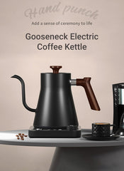 Electric Gooseneck Kettle, ±1°F Temperature Control, 1200W Rapid Heating, LCD Display, Timer, Keep Warm, 304 Stainless Steel, 0.9L, Black, for Drip Coffee, Tea Brewing (US Plug