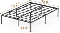 Twin Metal Platform Bed Frame with Sturdy Steel Bed Slats,Mattress Foundation No Box Spring Needed Large Storage Space Easy to Assemble Non-Shaking and Non-Noise Black (Twin)