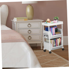 Movable Rolling Bookcase Rack with Wheels Multi Purpose Organizer for Books Easy Installation Space Saving Design Material