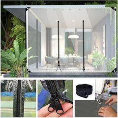 Gazebo Tarpaulin Side Panel with Zipper Door, Outdoor Clear Waterproof Tarp Curtains,Transparent Tarpaulin for Pergola Porch Patio, for Gazebo, Outdoor, 0.5mm Thicken (Size : H2.1xW3.5m/H6.8xW11.4ft